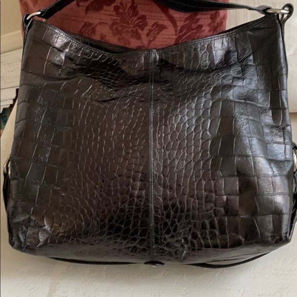 Furla black croc embossed leather shoulder bag - Picture 4 of 7